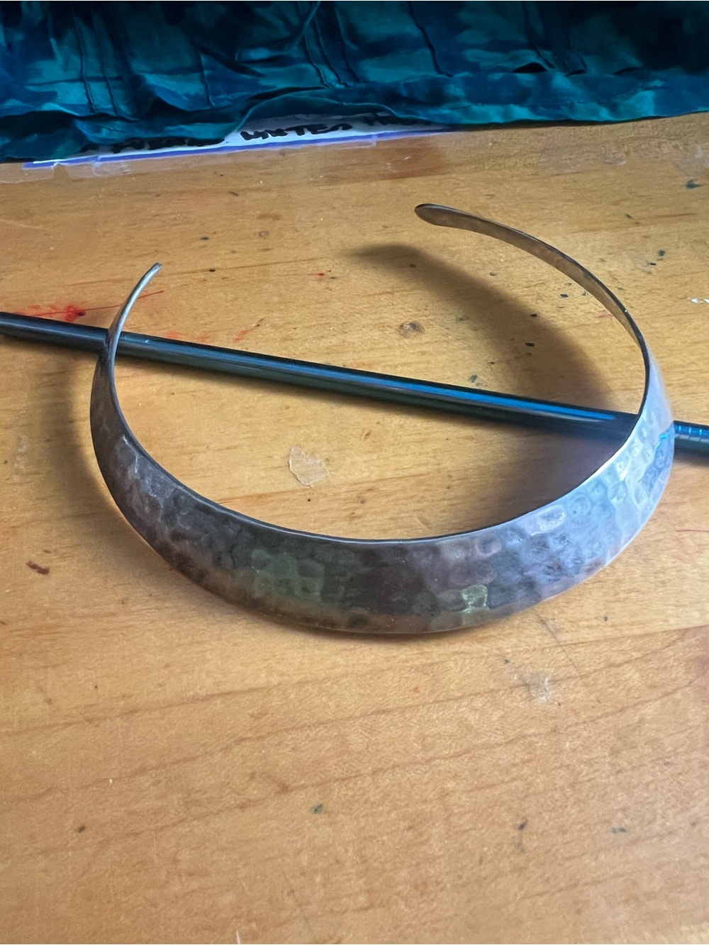 Vintage 1980s Hammered Silver Collar Choker Statement Necklace